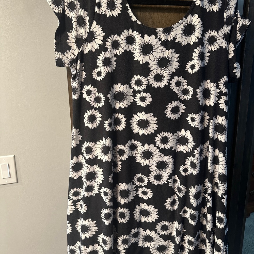 Floral Black and White Dress